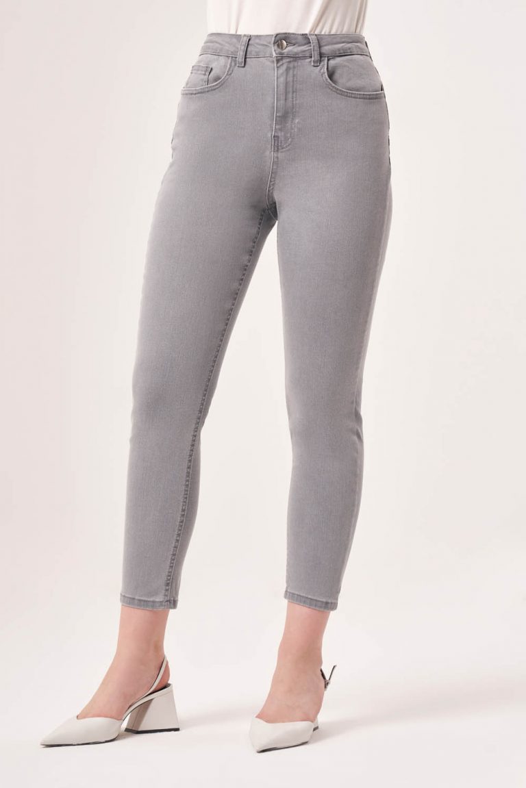 Mizalle Skinny Fit Gri Denim Pantolon - Mizalle