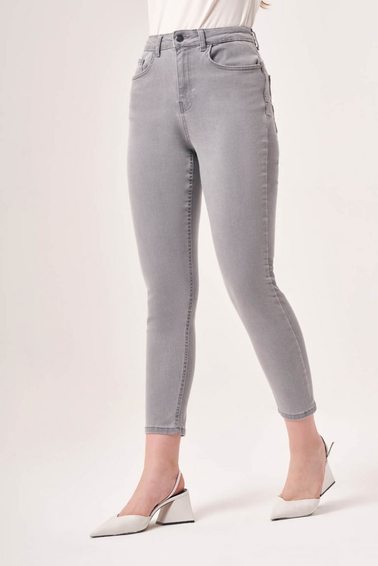 Mizalle Skinny Fit Gri Denim Pantolon - Mizalle