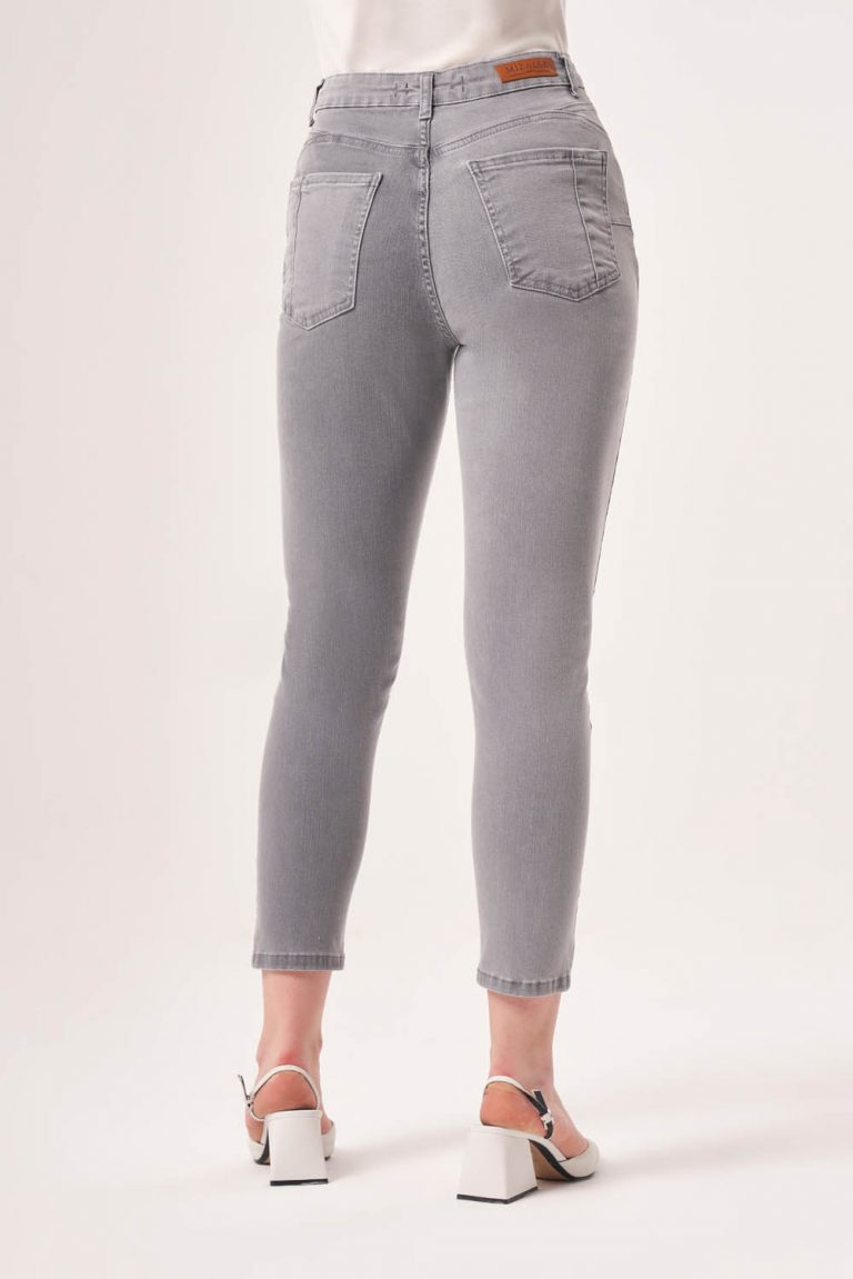 Mizalle Skinny Fit Gri Denim Pantolon - Mizalle