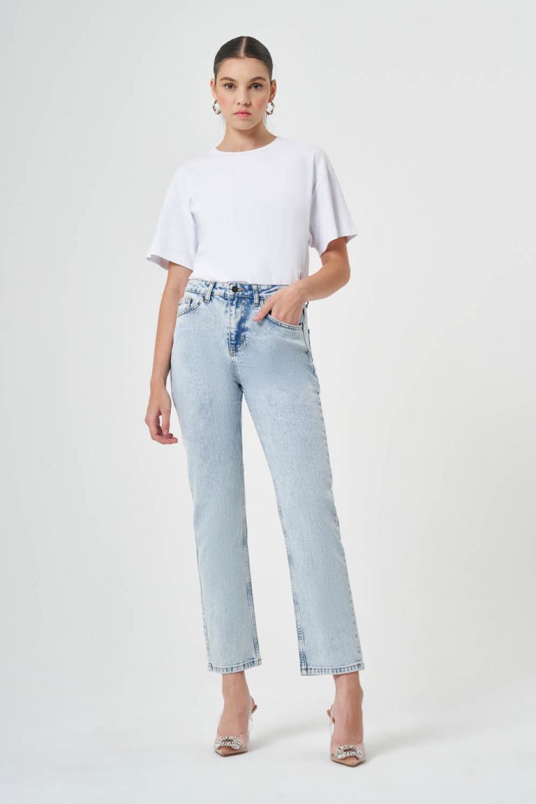 Mizalle Açık Mavi Straight Fit Denim Pantolon - Mizalle