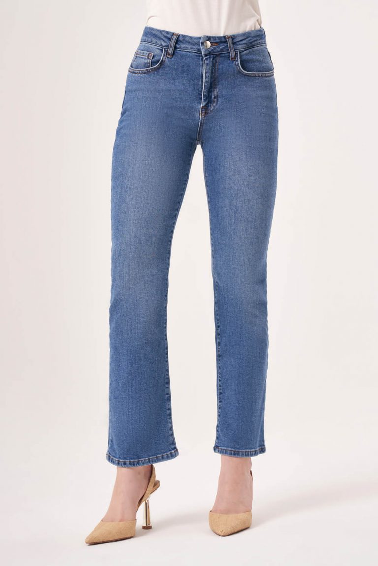 Mizalle İndigo Mavi Straight Fit Denim Pantolon - Mizalle