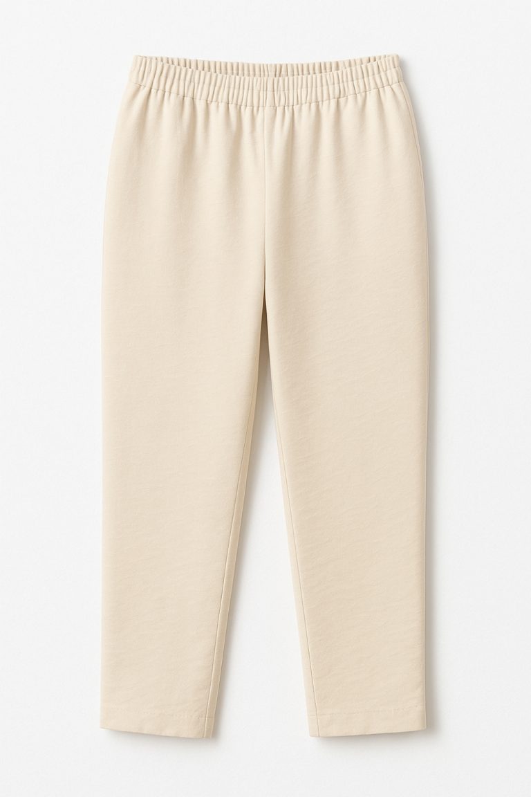 Mizalle Keten Görünümlü Beli Lastikli Bej Rengi Pantolon - Mizalle