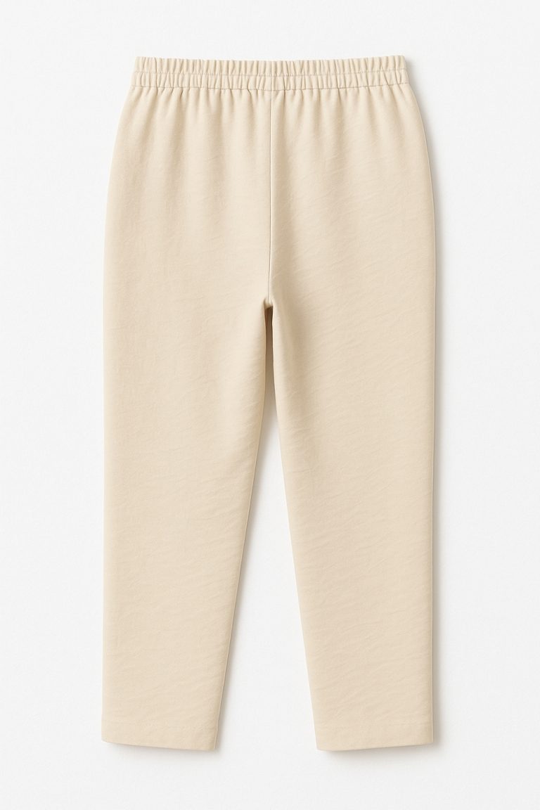 Mizalle Keten Görünümlü Beli Lastikli Bej Rengi Pantolon - Mizalle