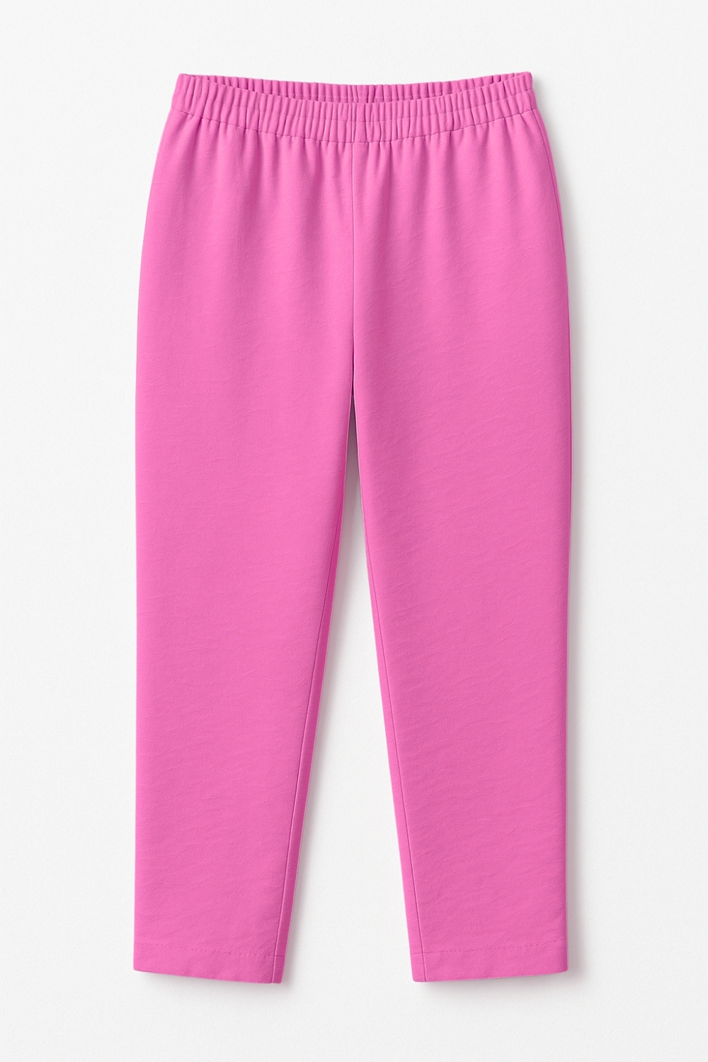 Mizalle Keten Görünümlü Beli Lastikli Fuşya Pantolon