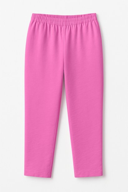 Mizalle Keten Görünümlü Beli Lastikli Fuşya Pantolon - Mizalle