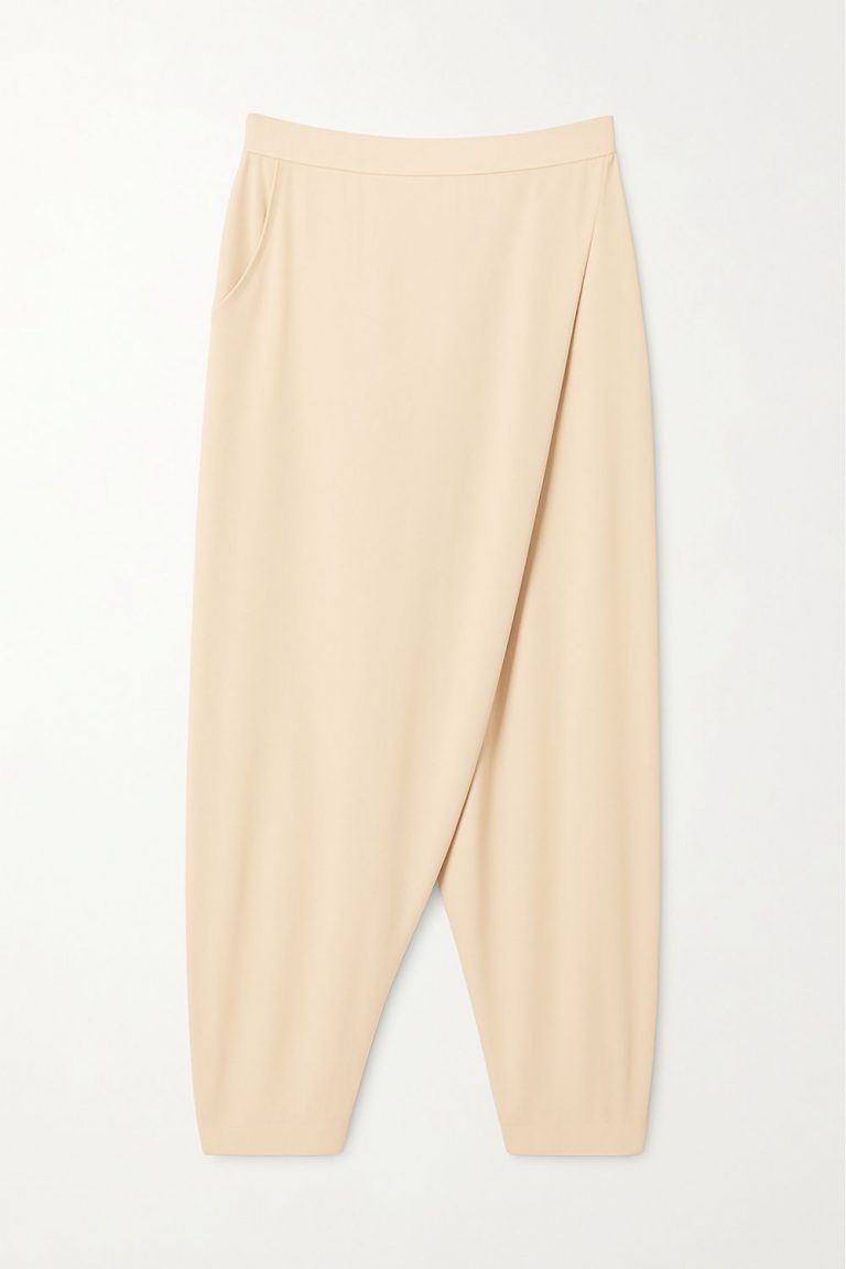 Mizalle İnce Krep Anvelop Kesimli Bej Rengi Harem Pantolon - Mizalle