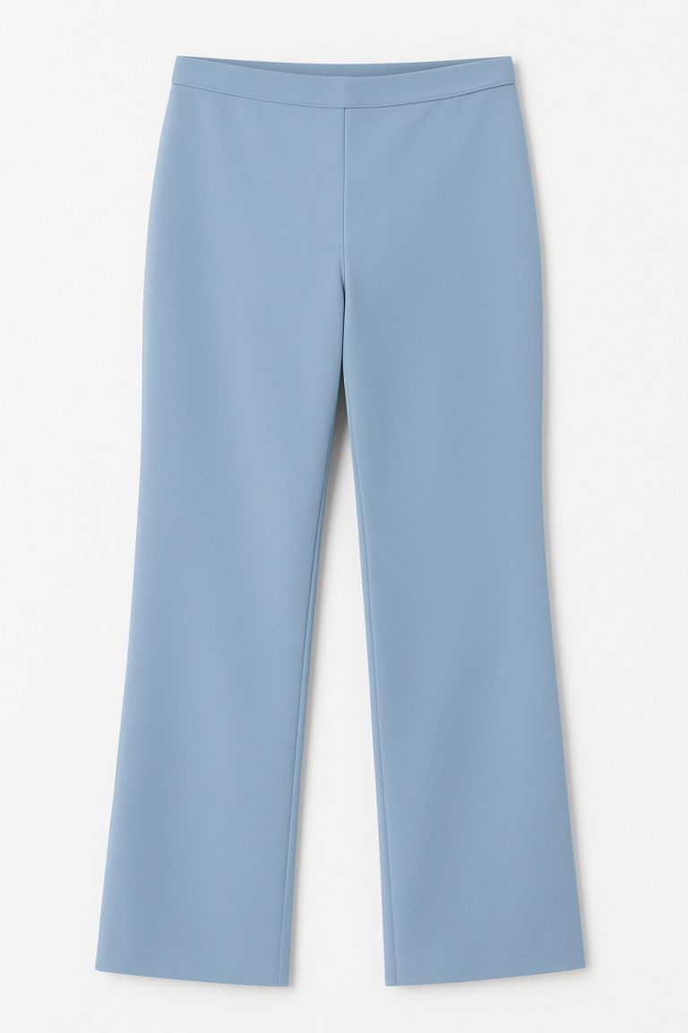 Mizalle Beli Lastikli İnce Krep Mavi Klasik Pantolon - Mizalle