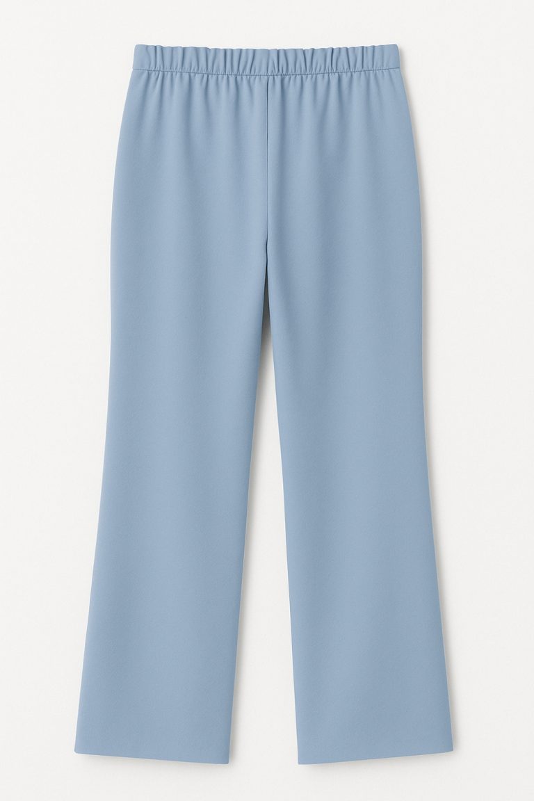 Mizalle Beli Lastikli İnce Krep Mavi Klasik Pantolon - Mizalle