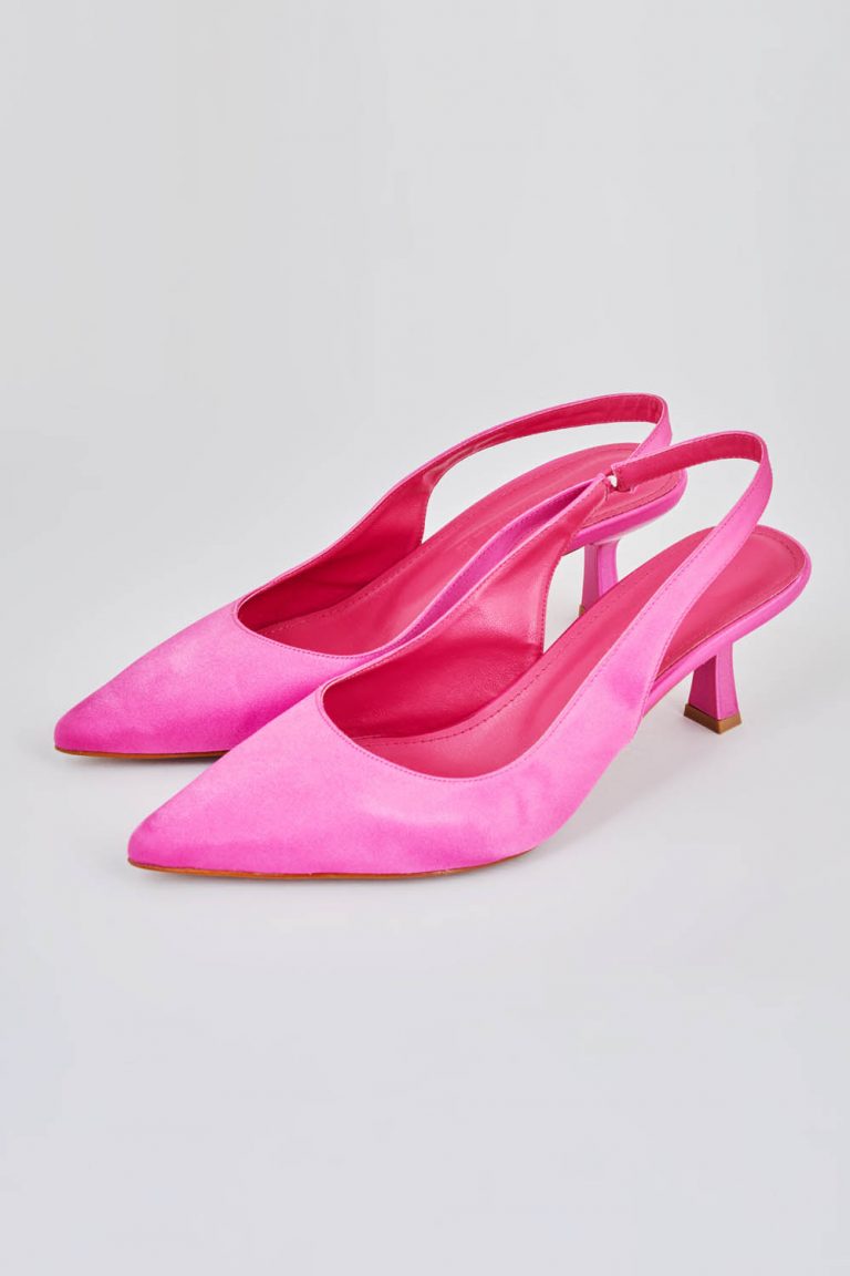 Mizalle Arkası Fuşya Saten Stiletto - Mizalle