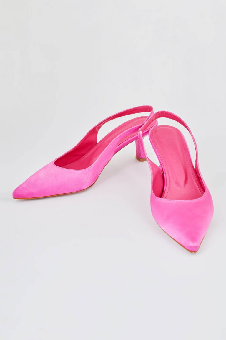 Mizalle Arkası Fuşya Saten Stiletto - Mizalle