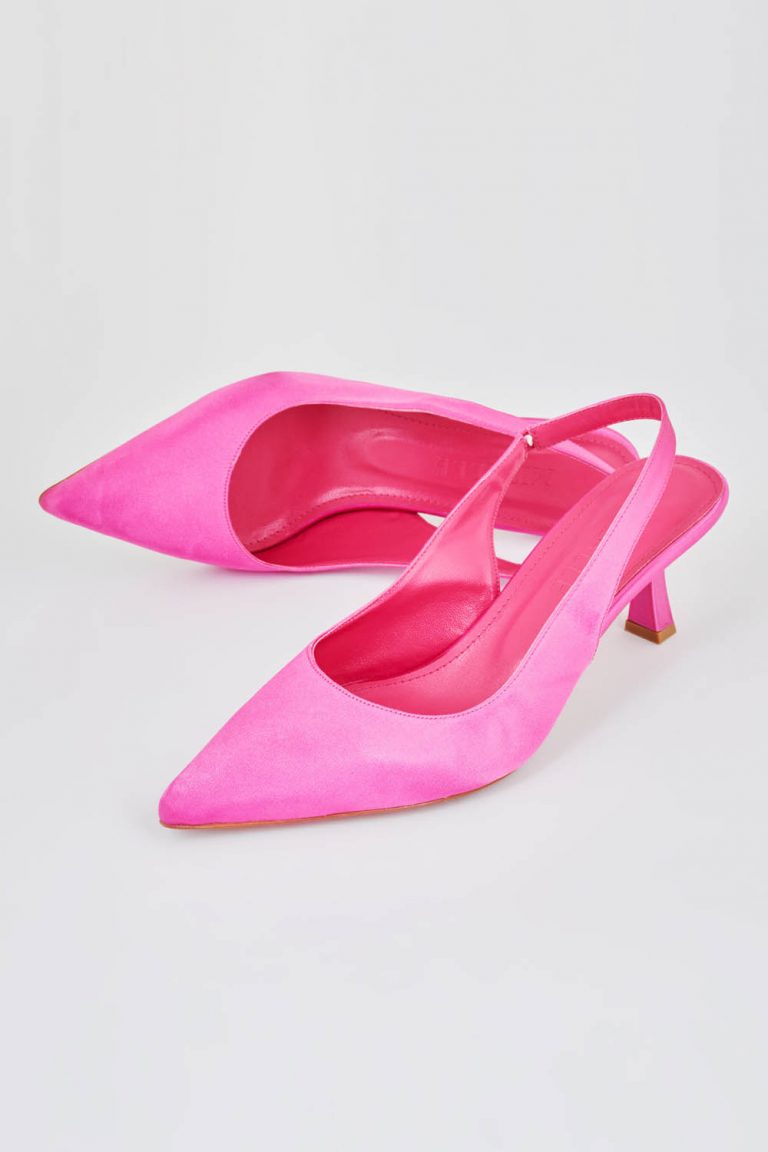 Mizalle Arkası Fuşya Saten Stiletto - Mizalle