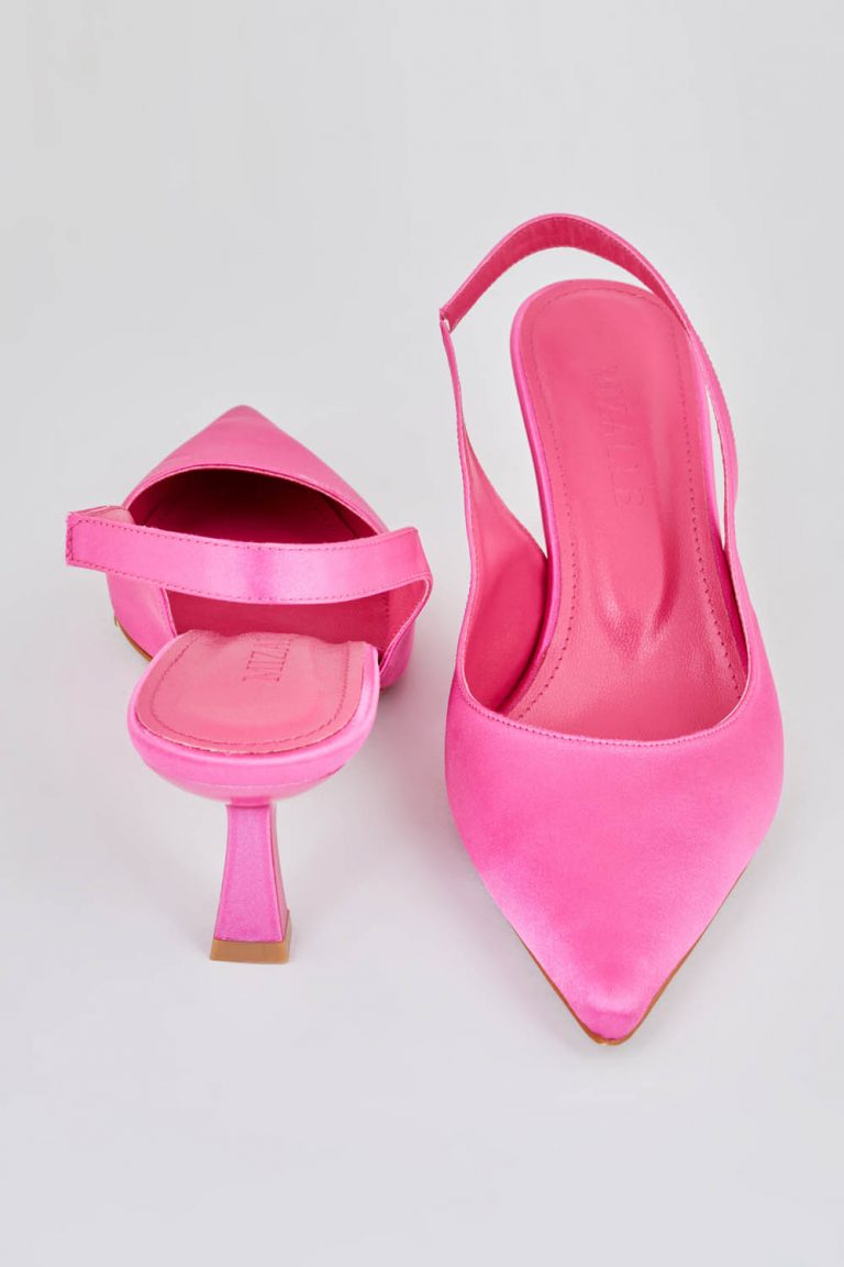 Mizalle Arkası Fuşya Saten Stiletto - Mizalle