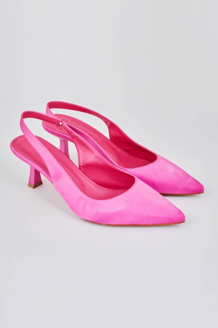 Mizalle - Mizalle Arkası Fuşya Saten Stiletto Mizalle - Mizalle Arkası Fuşya Saten Stiletto