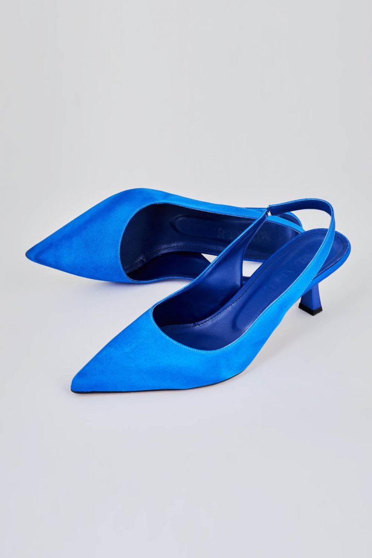 Mizalle Arkası Saks Mavisi Saten Stiletto - Mizalle
