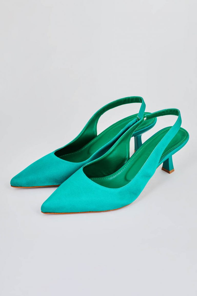 Mizalle Arkası Açık Yeşil Saten Stiletto - Mizalle