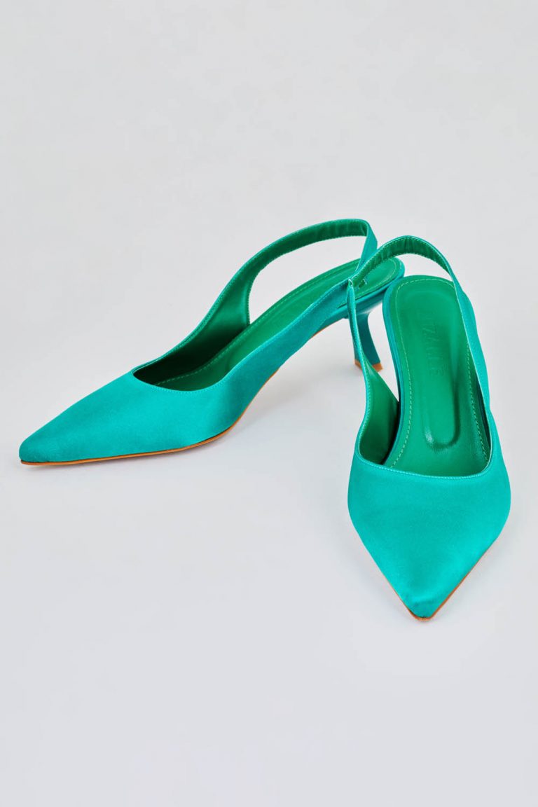 Mizalle Arkası Açık Yeşil Saten Stiletto - Mizalle