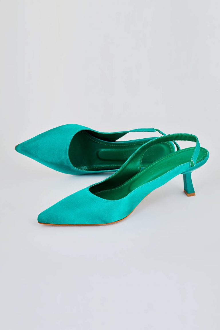 Mizalle Arkası Açık Yeşil Saten Stiletto - Mizalle