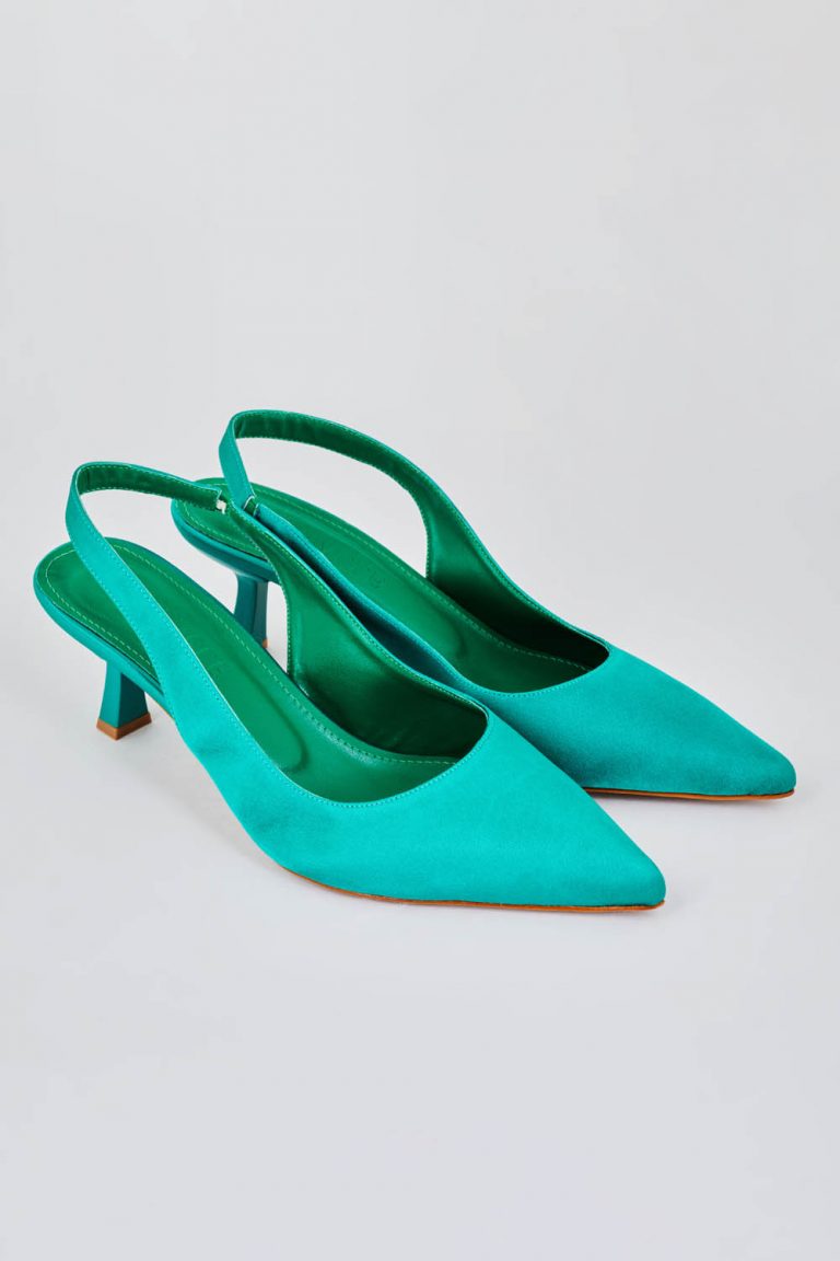 Mizalle Arkası Açık Yeşil Saten Stiletto - Mizalle