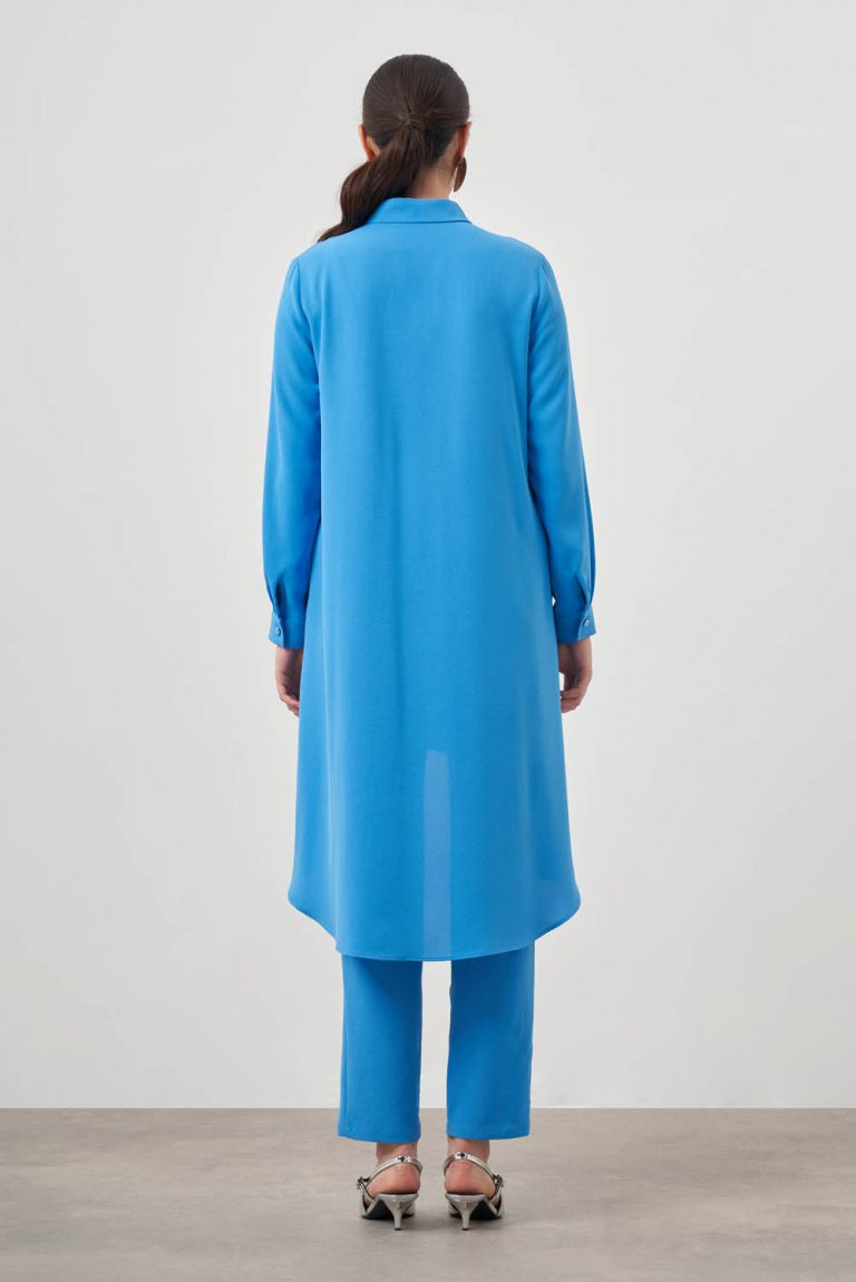 Mizalle Mavi Asimetrik Uzun Tunik - Mizalle