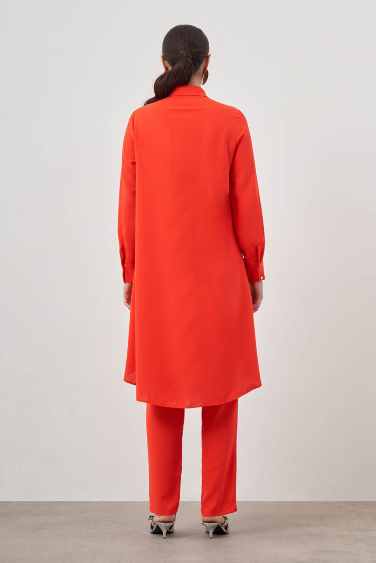 Mizalle Nar Çiçeği Asimetrik Uzun Tunik - Mizalle