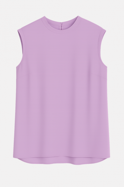 Mizalle Ay Kollu İnce Krep Mor Yuvarlak Yaka Bluz - Mizalle