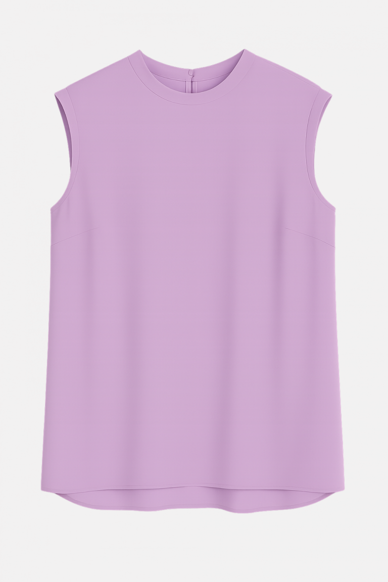 Mizalle Ay Kollu İnce Krep Mor Yuvarlak Yaka Bluz - Mizalle