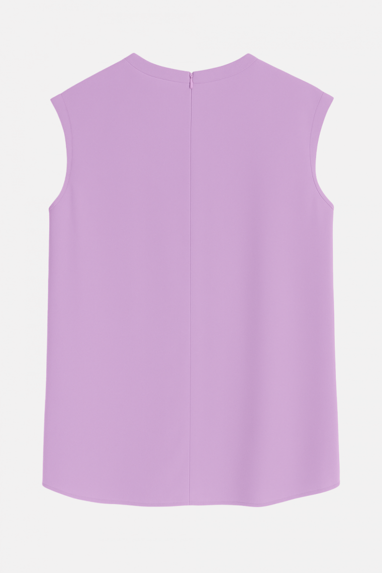 Mizalle Ay Kollu İnce Krep Mor Yuvarlak Yaka Bluz - Mizalle