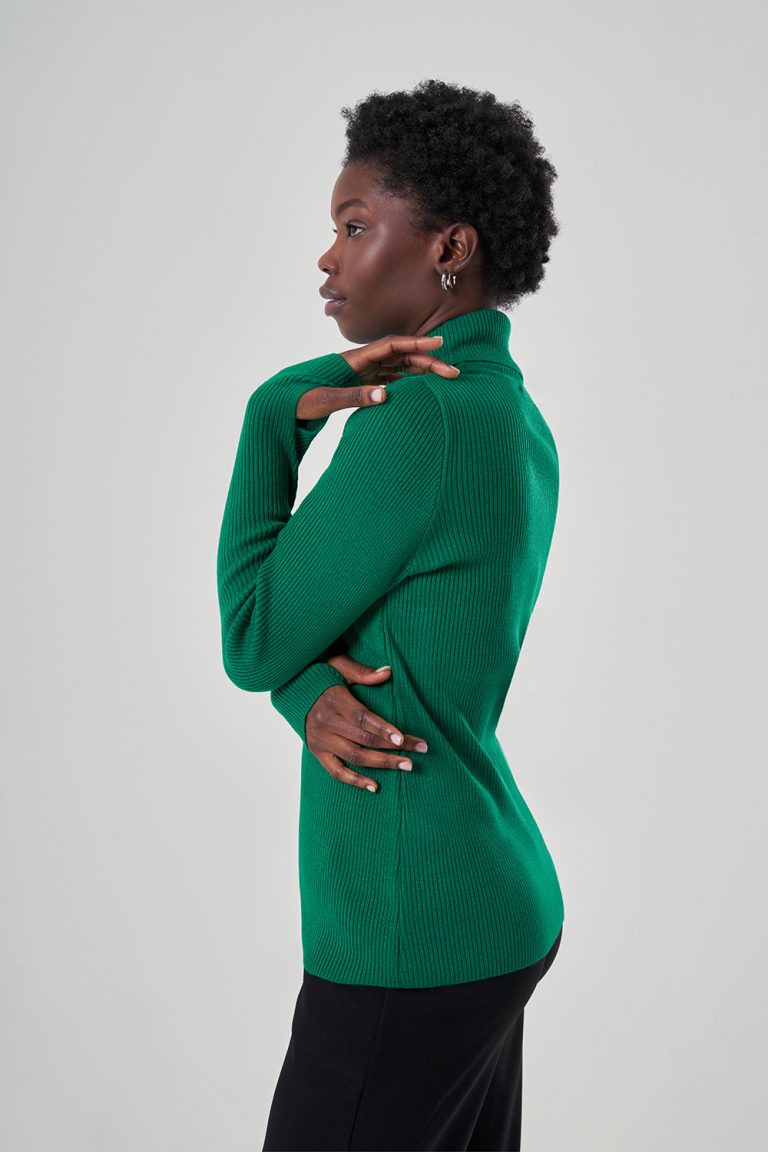 Balıkçı Yaka Yeşil Triko - Mizalle