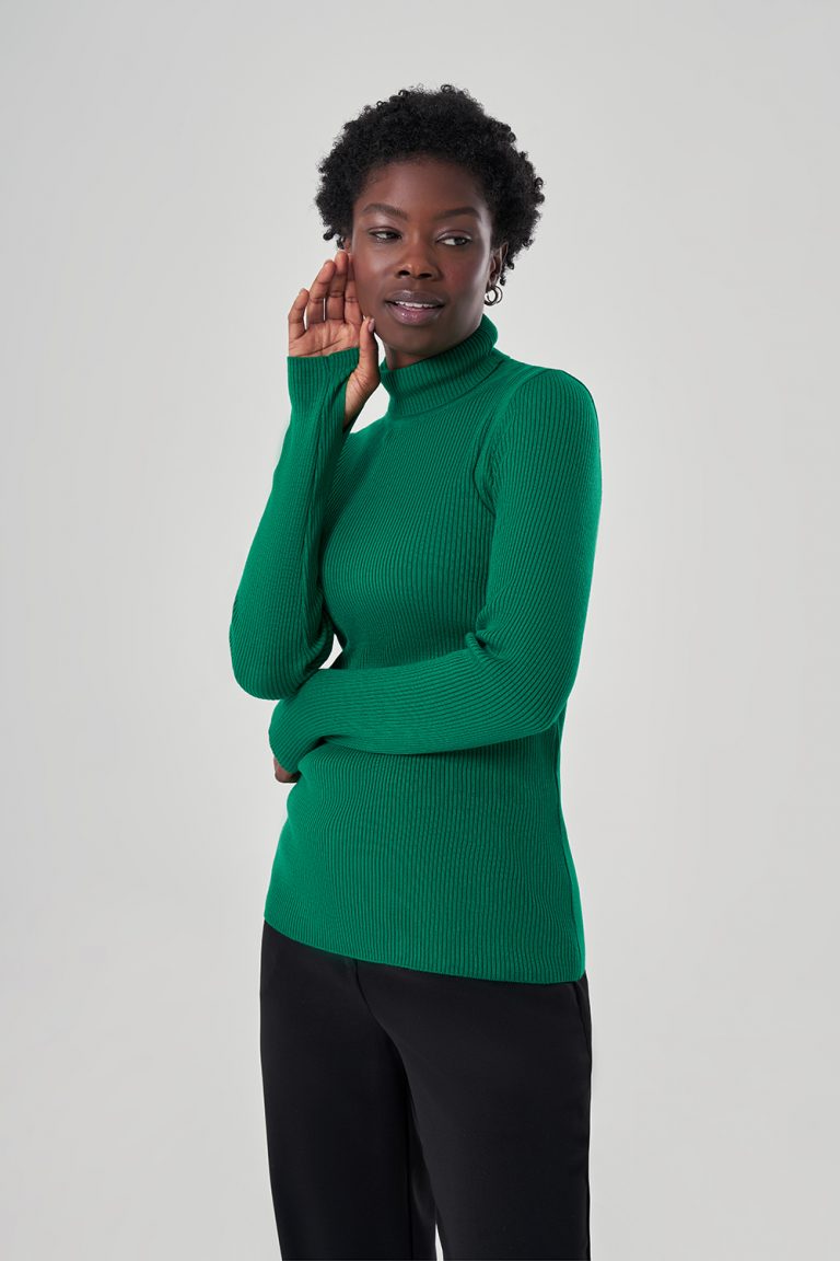 Balıkçı Yaka Yeşil Triko - Mizalle