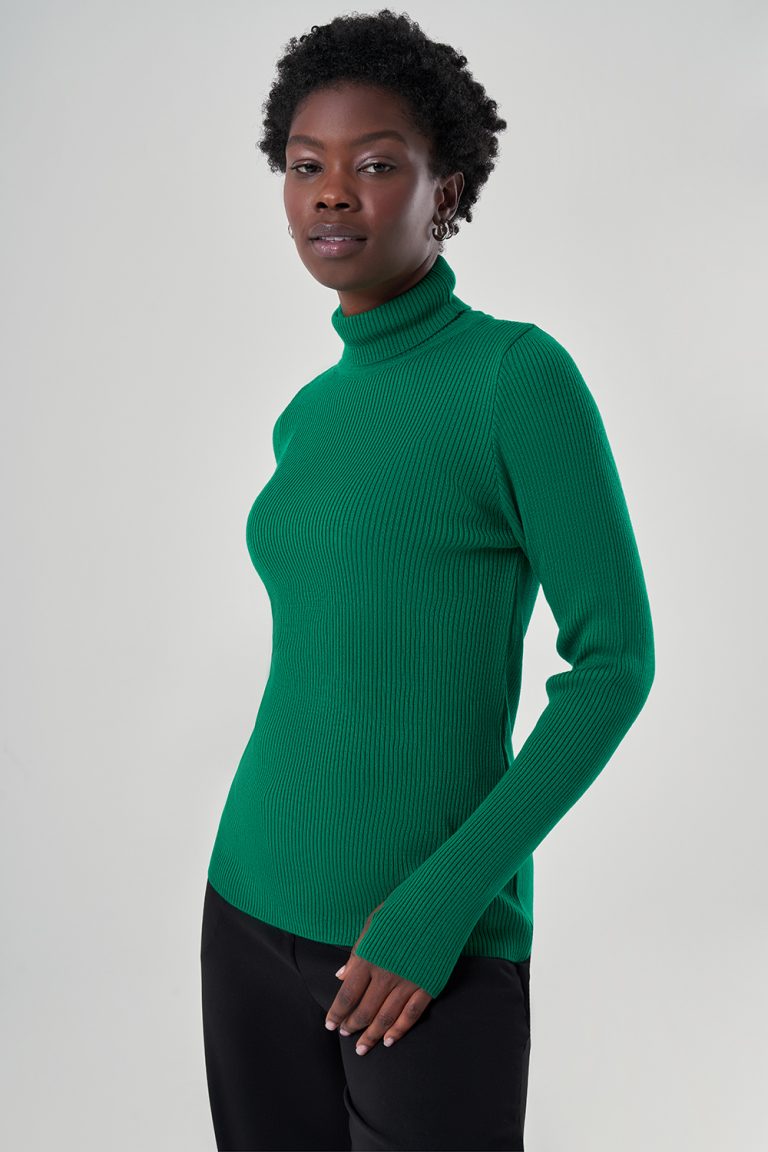 Balıkçı Yaka Yeşil Triko - Mizalle