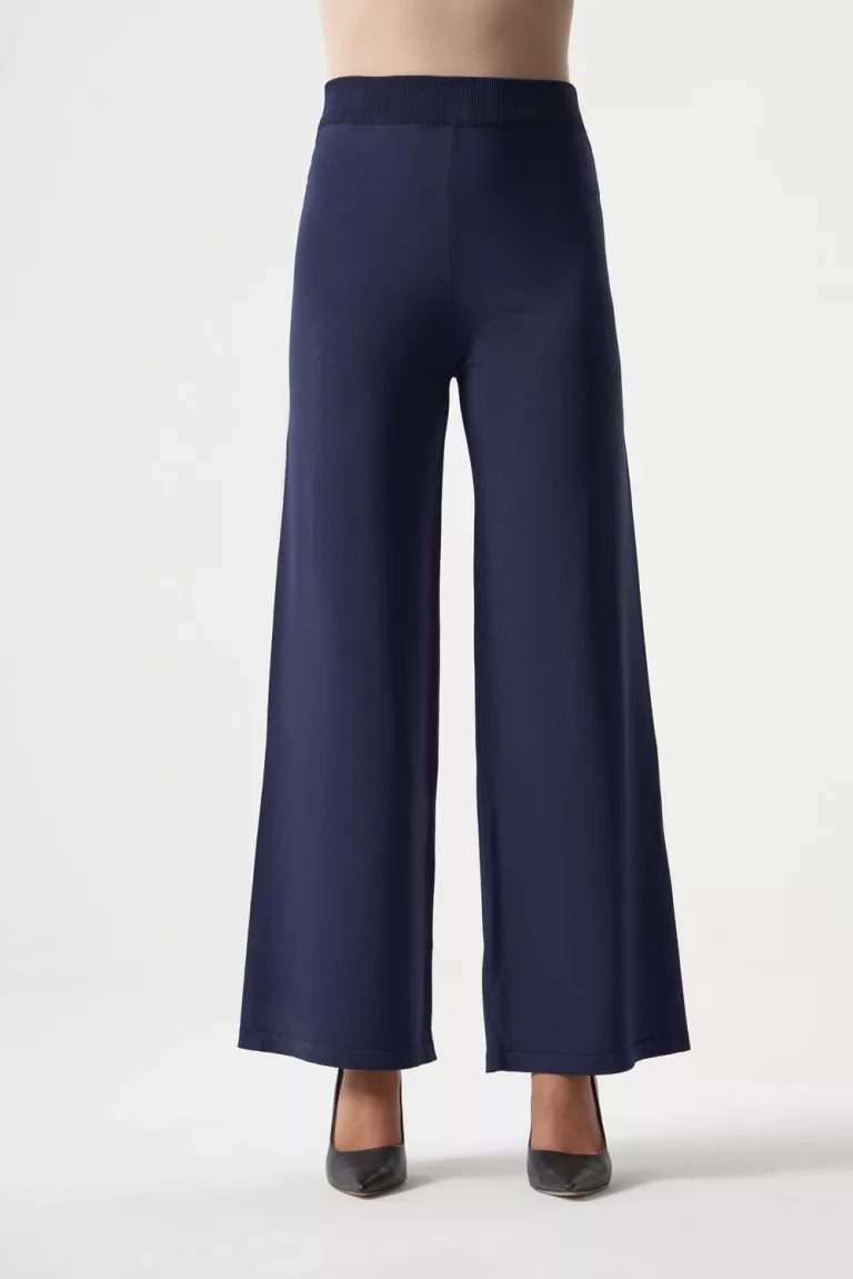 Mizalle Geniş Paça Rahat Kesimli Lacivert Pantolon - Mizalle