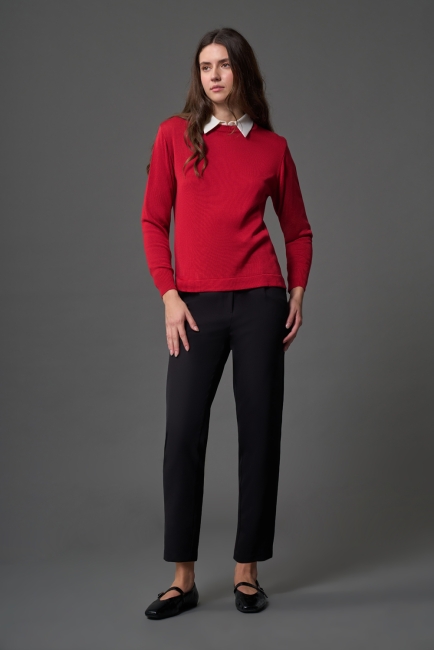 Mizalle - Mizalle Tek Pile Basic Beli Lastikli Günlük Siyah Kumaş Pantolon Mizalle - Mizalle Tek Pile Basic Beli Lastikli Günlük Siyah Kumaş Pantolon