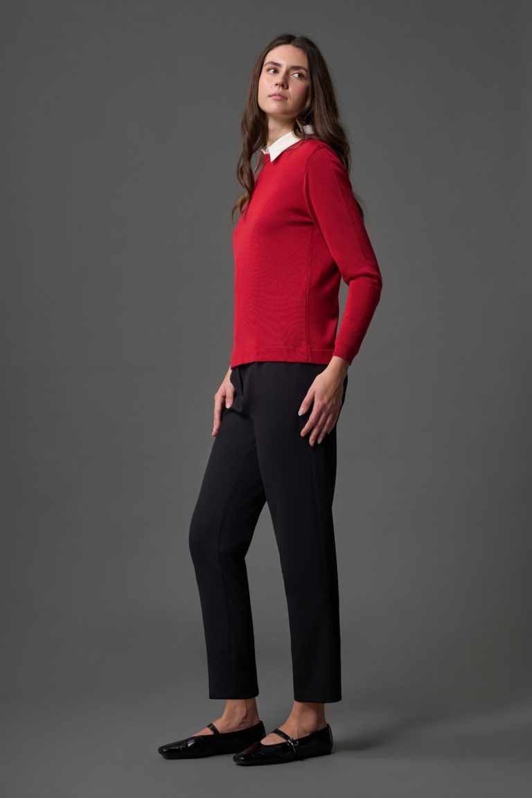 Mizalle Tek Pile Basic Beli Lastikli Günlük Siyah Kumaş Pantolon - Mizalle