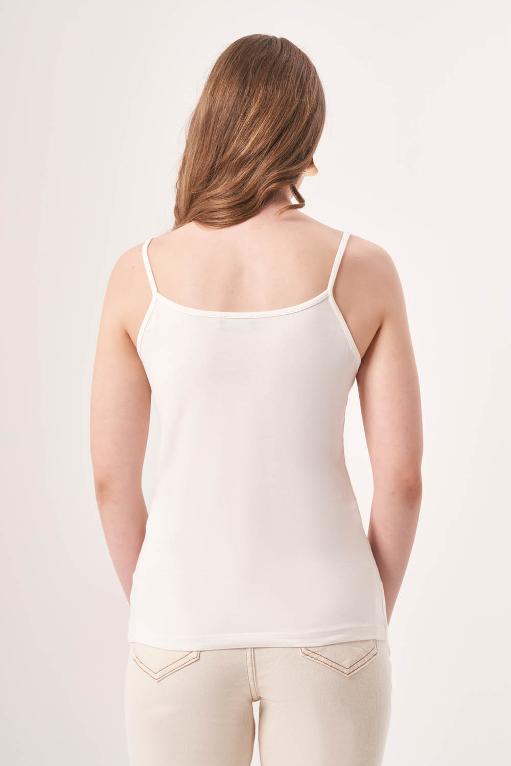 Mizalle İp Askılı Ekru Polyamid Atlet