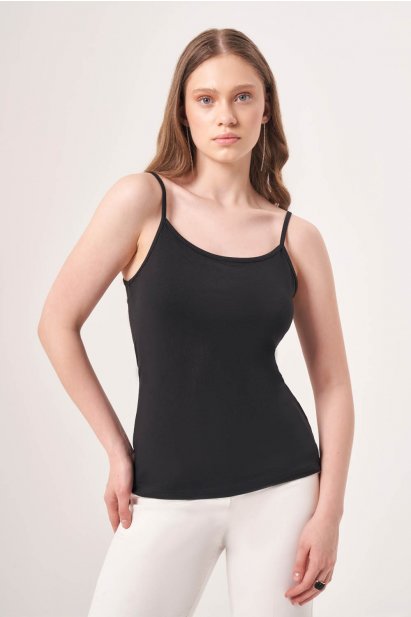 Mizalle İp Askılı Siyah Polyamid Atlet - Mizalle