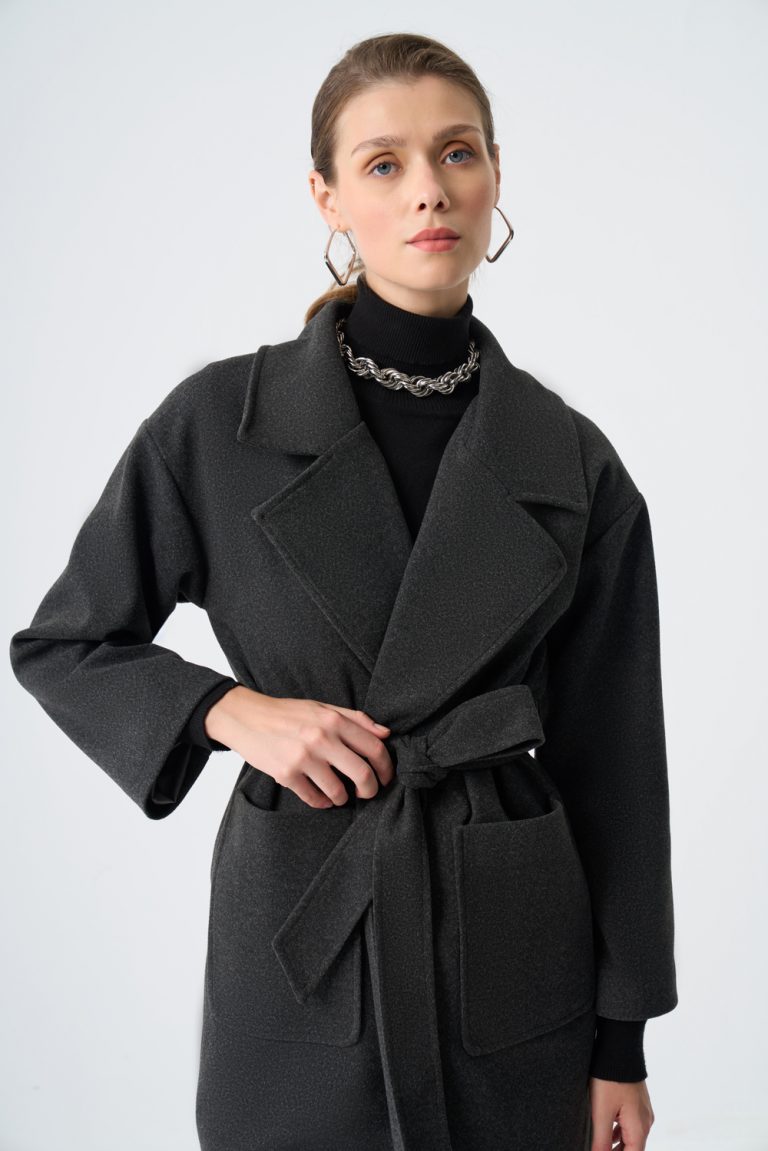 Mizalle Torba Cepli Basıc Kaşe Dokulu Antrasit Kaban - Mizalle