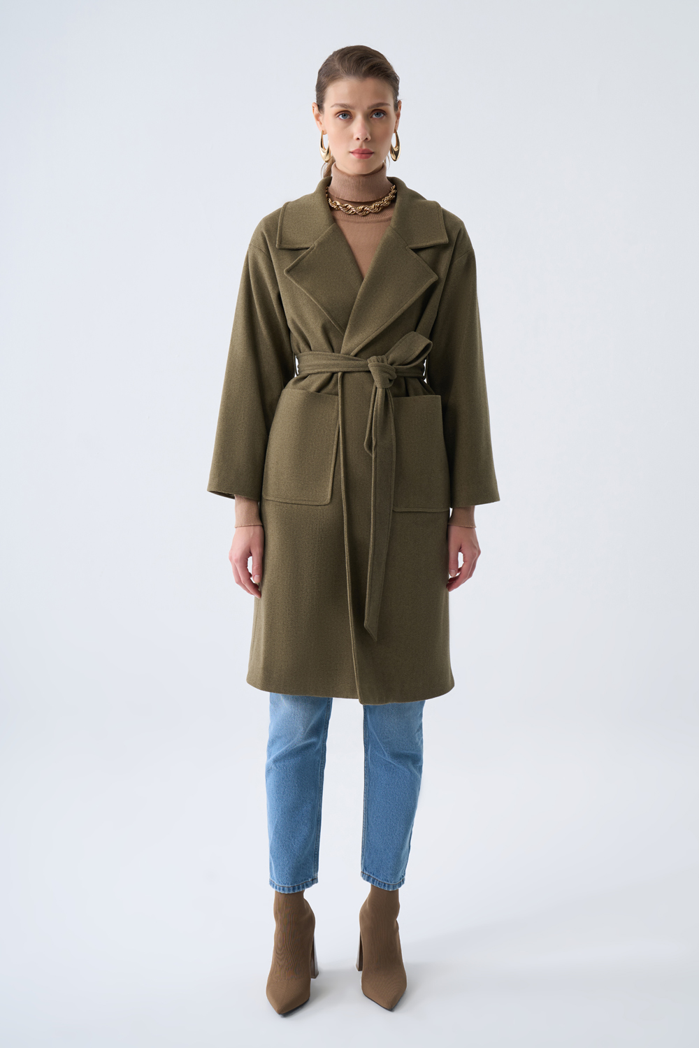 Mizalle Torba Cepli Basıc Kaşe Dokulu Haki Kaban - 2