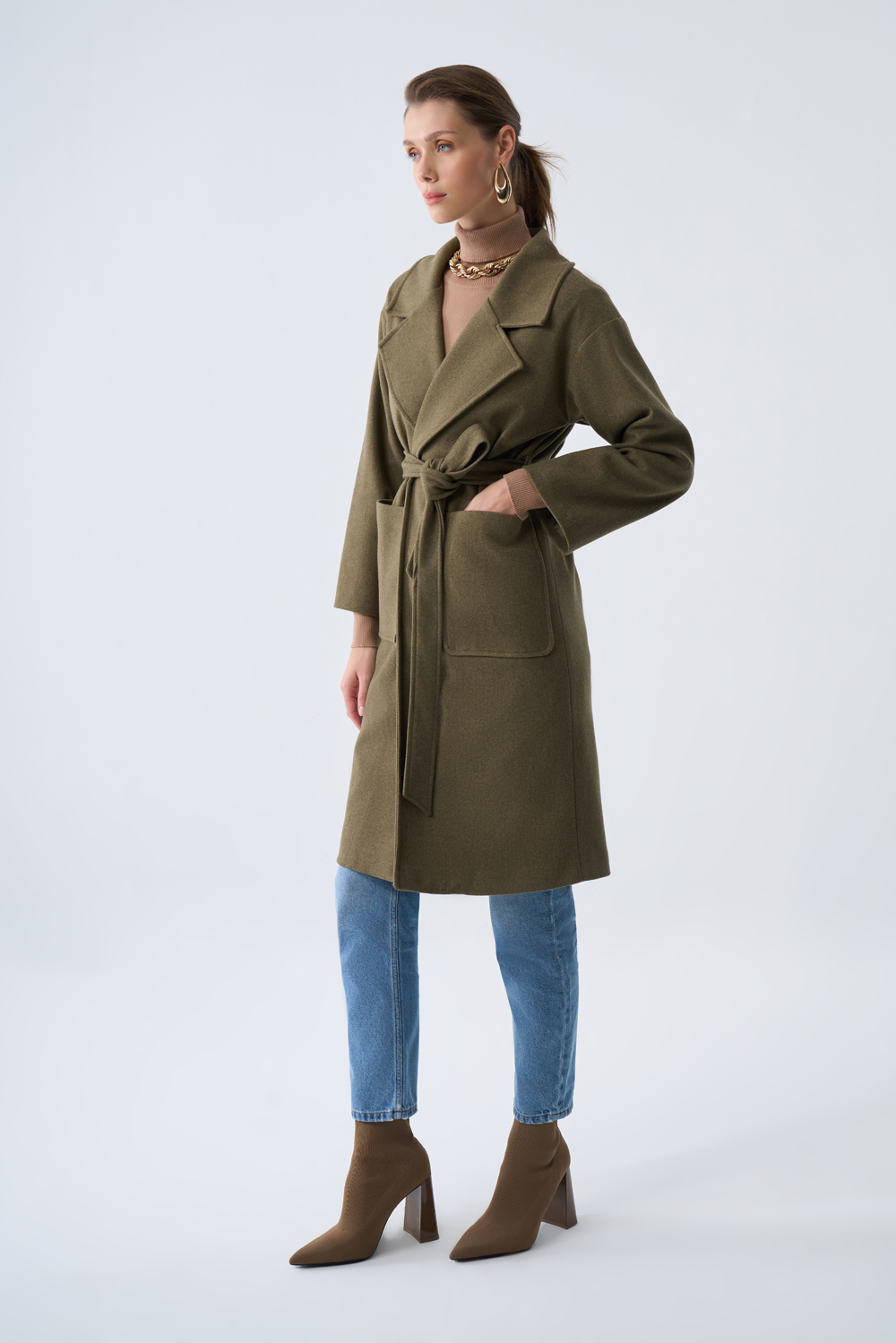 Mizalle Torba Cepli Basıc Kaşe Dokulu Haki Kaban - Mizalle