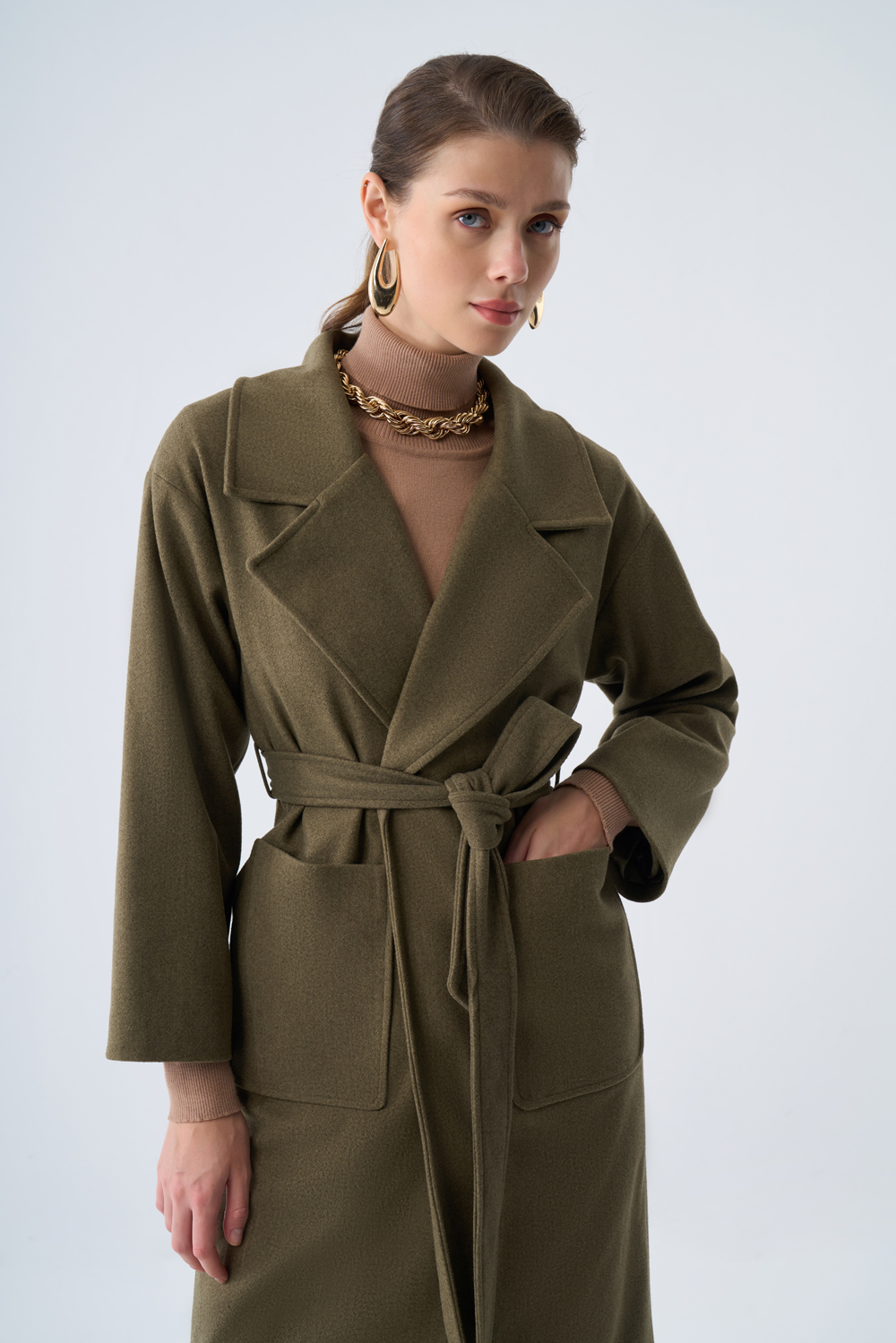 Mizalle Torba Cepli Basıc Kaşe Dokulu Haki Kaban - Mizalle