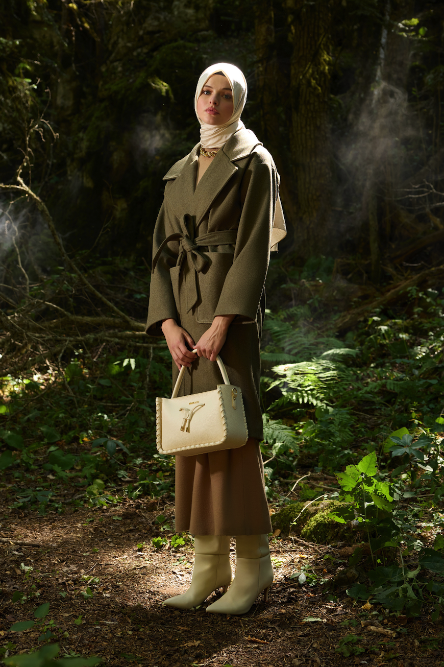 Mizalle Torba Cepli Basıc Kaşe Dokulu Haki Kaban - Mizalle