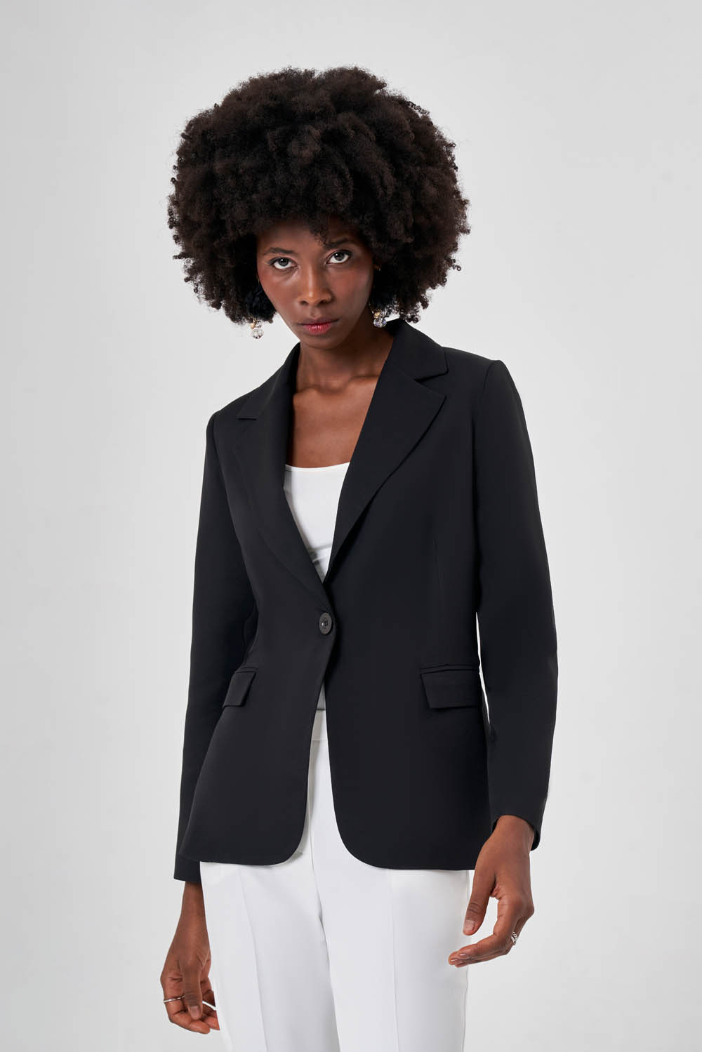 Mizalle Tek Düğme Klasik Siyah Ceket