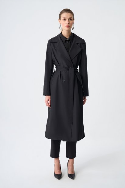 Mizalle Klasik Basic Siyah Uzun Trençkot - Mizalle