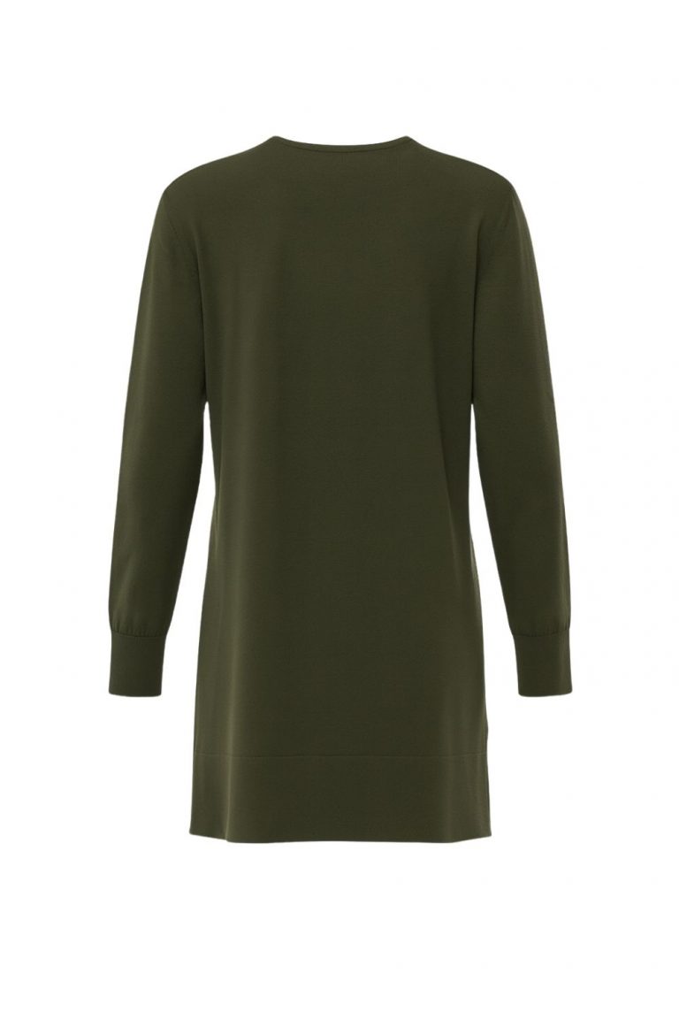 Mizalle Yuvarlak Yaka Haki Uzun Triko Tunik - Mizalle