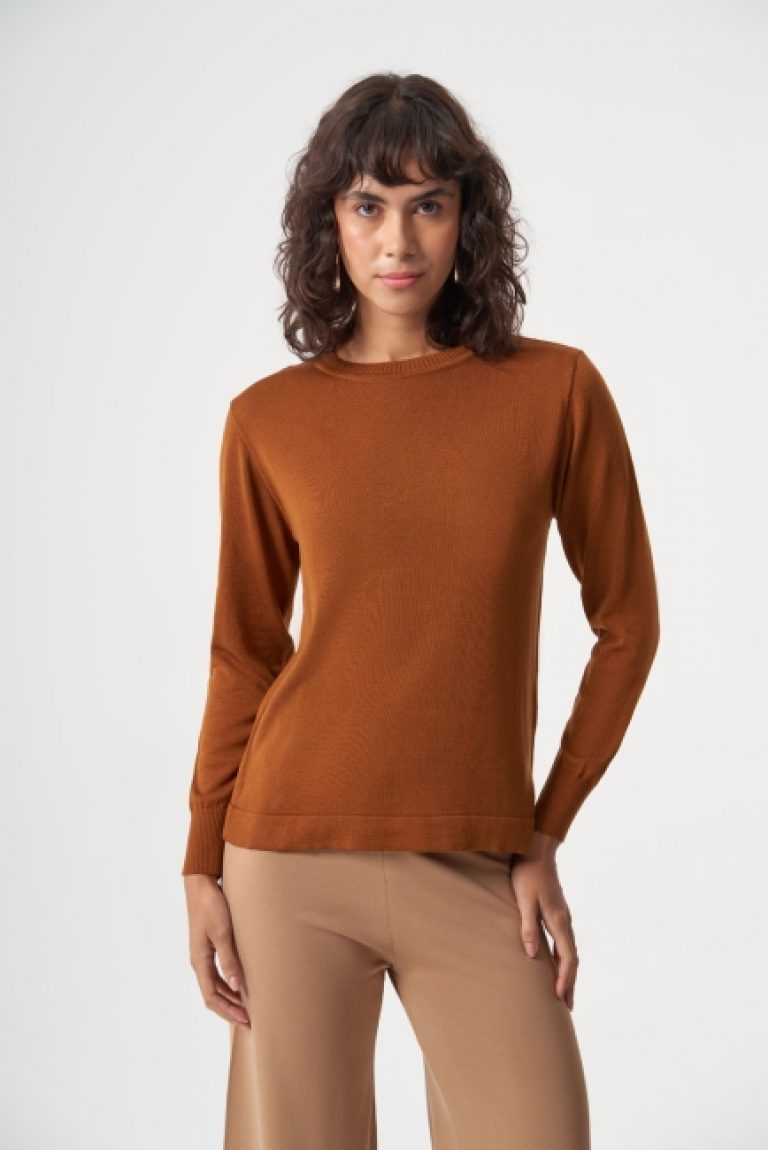 Mizalle Yuvarlak Yaka Basic Hardal Rengi Triko Kazak - Mizalle