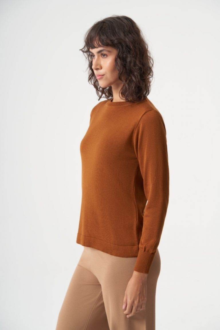 Mizalle Yuvarlak Yaka Basic Hardal Rengi Triko Kazak - Mizalle