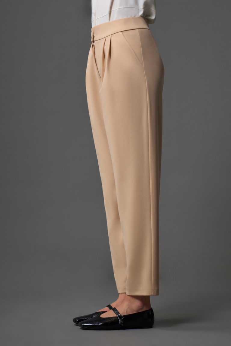 Mizalle Çift Pile Basic Bej Rengi Günlük Kumaş Pantolon - Mizalle