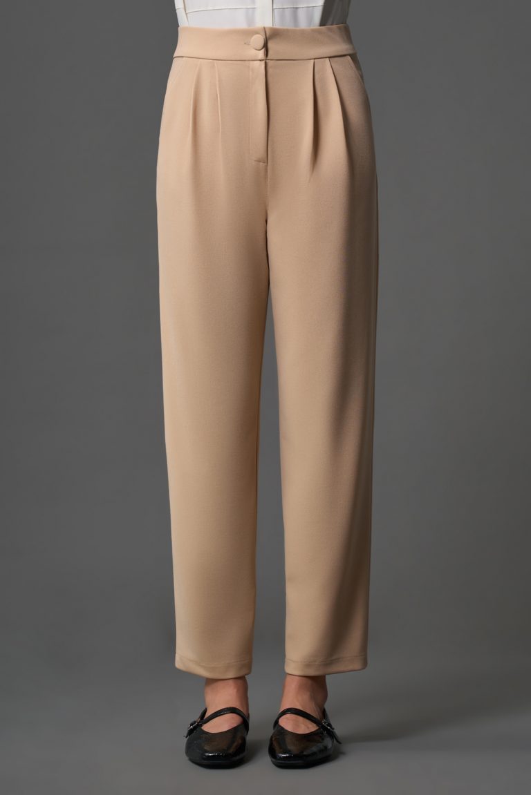 Mizalle Çift Pile Basic Bej Rengi Günlük Kumaş Pantolon - Mizalle