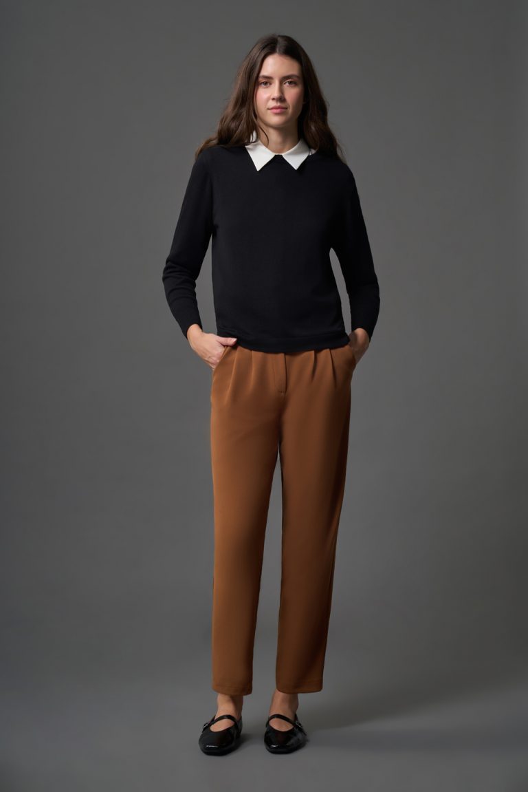 Mizalle Çift Pile Basic Kahverengi Günlük Kumaş Pantolon - Mizalle