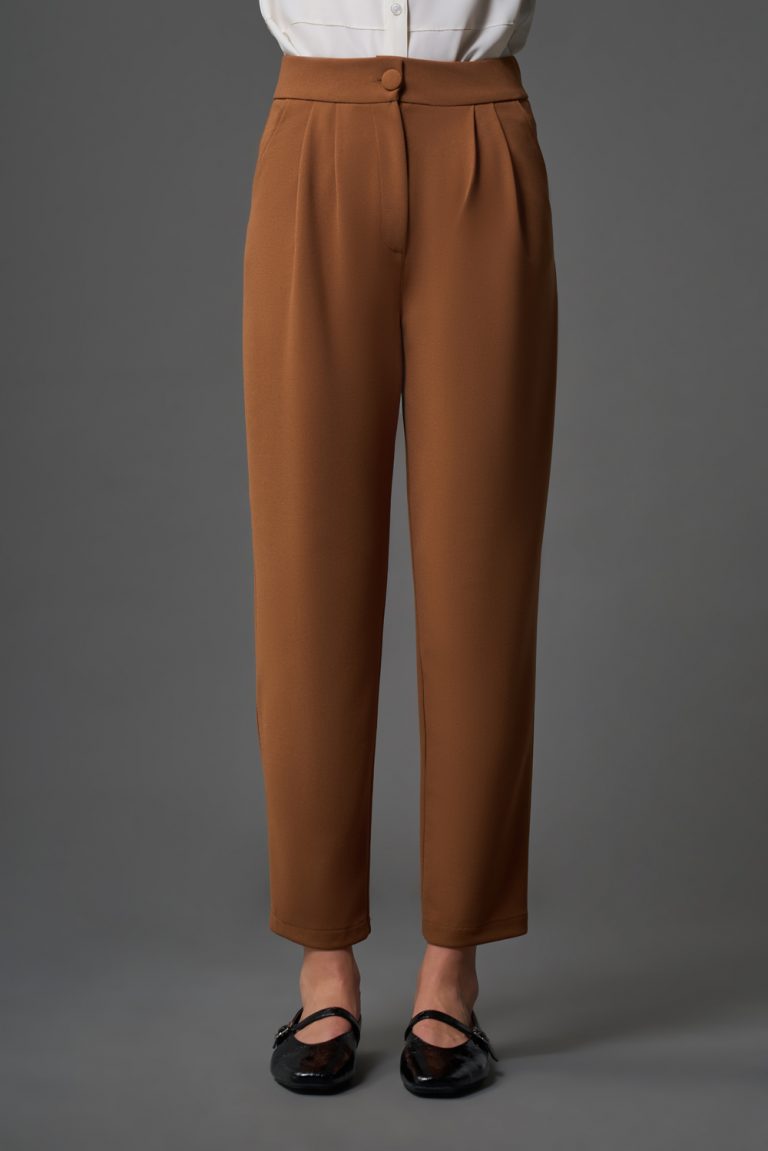 Mizalle Çift Pile Basic Kahverengi Günlük Kumaş Pantolon - Mizalle