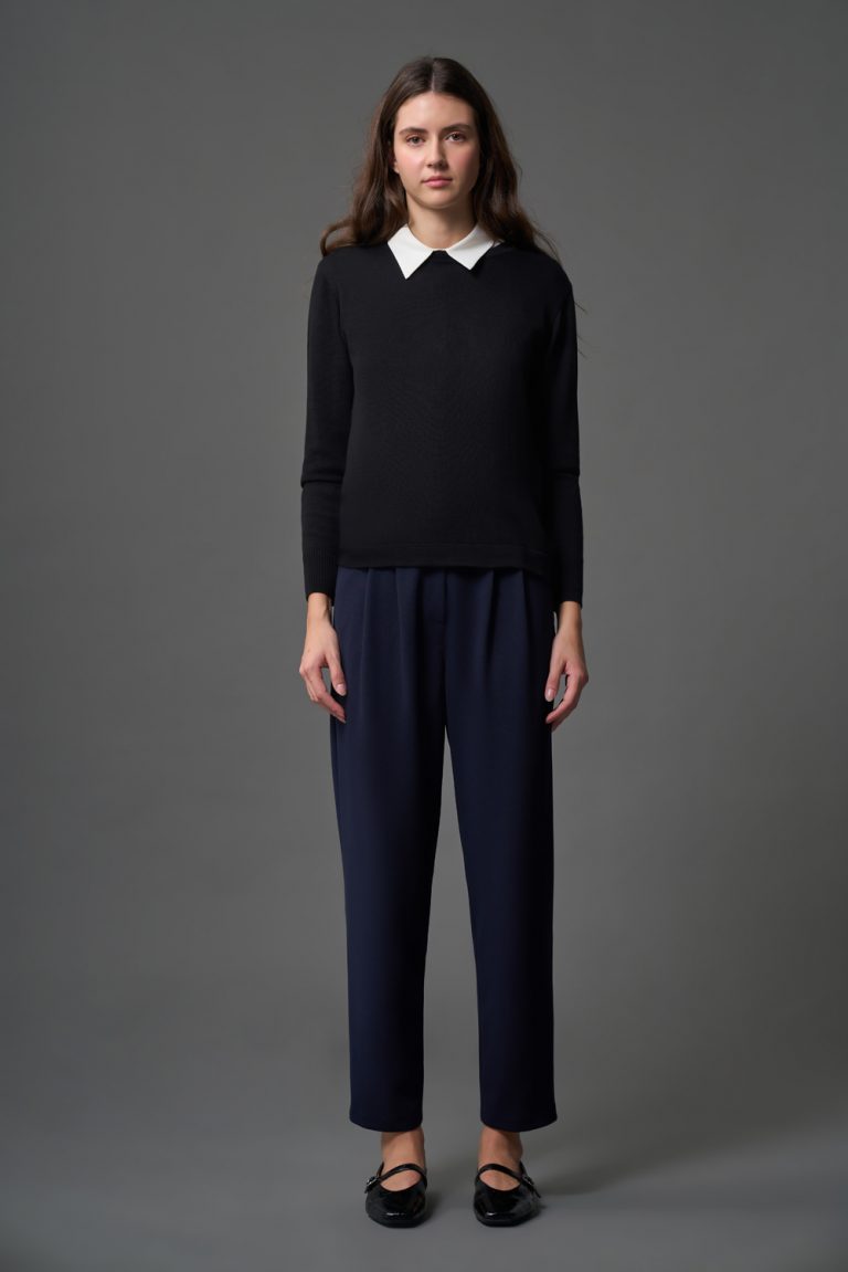 Mizalle Çift Pile Basic Lacivert Günlük Kumaş Pantolon - Mizalle